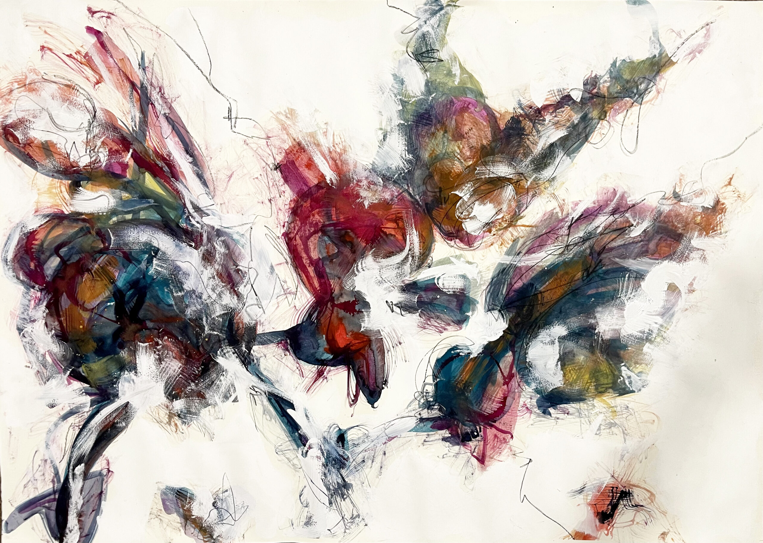 BLOOM CLOUDS, 140X100 cm,mixed media on cotton paper
