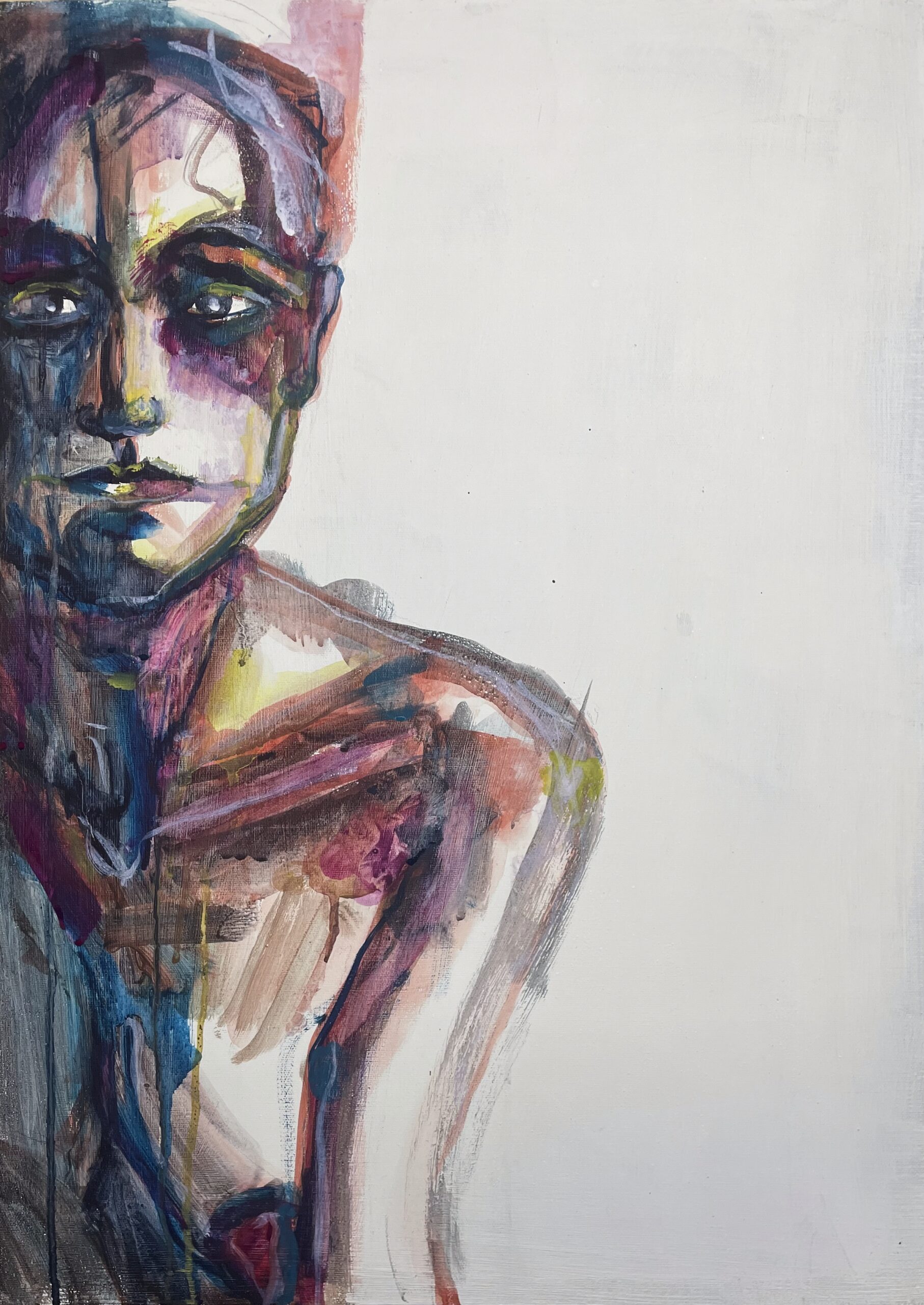 LEI, 50X70, 19,6x27,5 inches, acquerello LABOH su tela