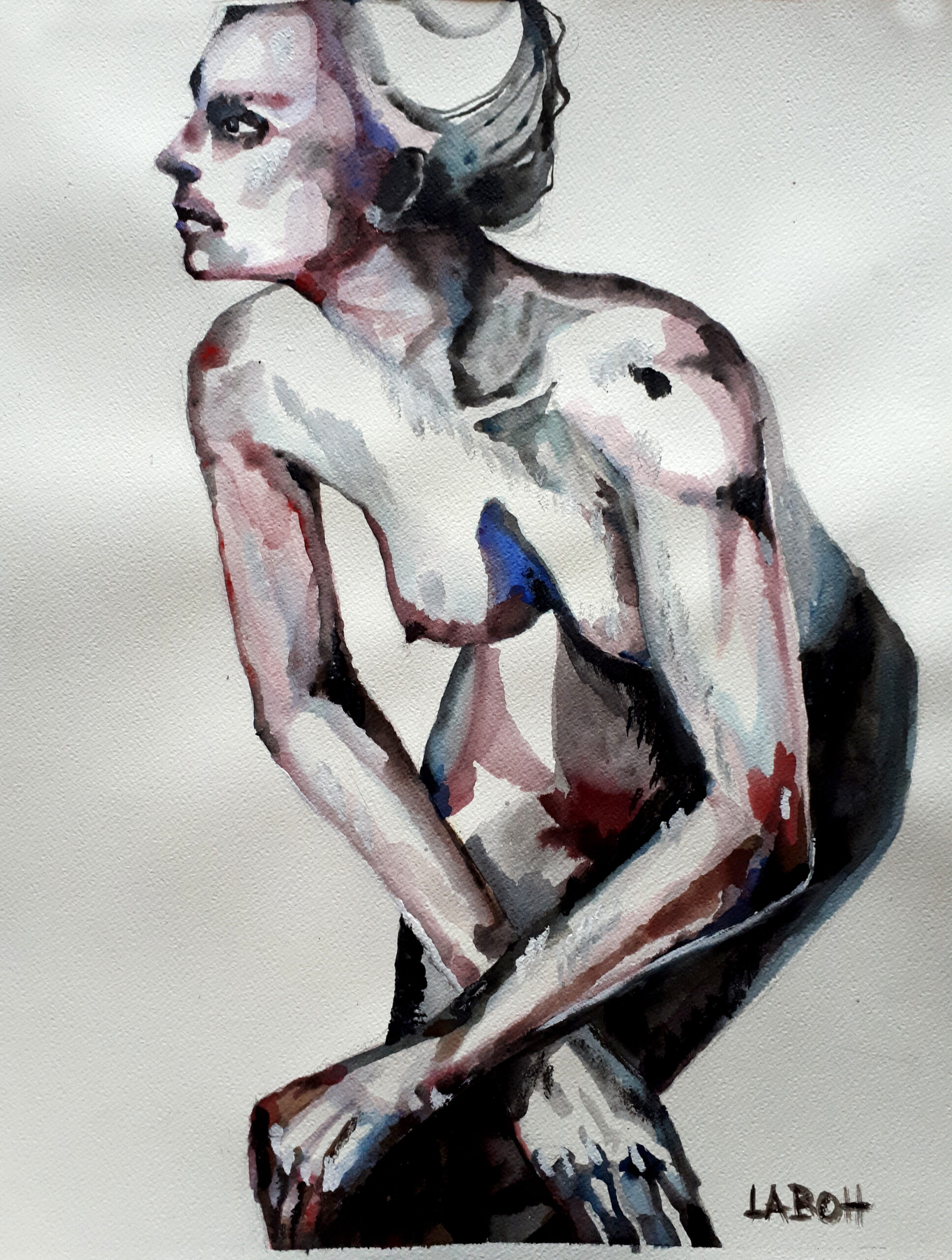 SOSTESA acrilico e acquarello su carta di cotone ruvida. 55 x 65 cm